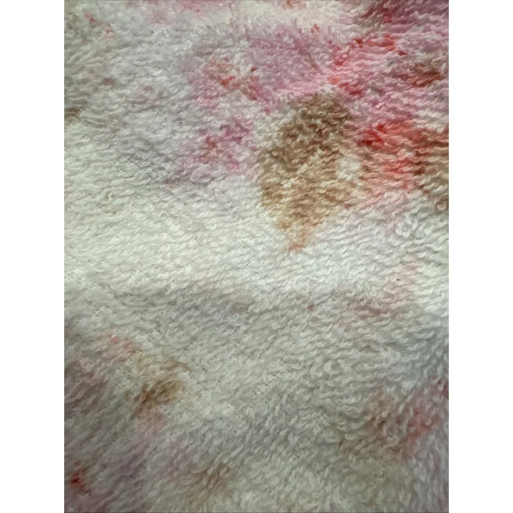 VTG‎ Pair 2 Pink Floral Bathroom Hand Towels Round Hanging Grandma Made 16